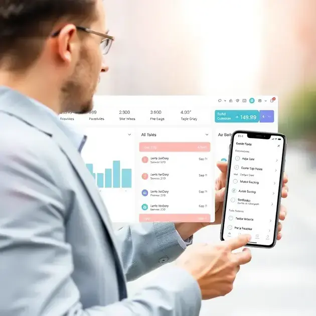 Vendedor usando CRM móvel para acompanhar oportunidades em tempo real no celular
